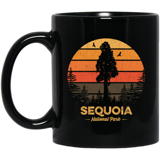 Sequoia Park Lover, National Gift, Retro Park Gift, Mountain Lover Gift, Sequoia Gift Black Mug