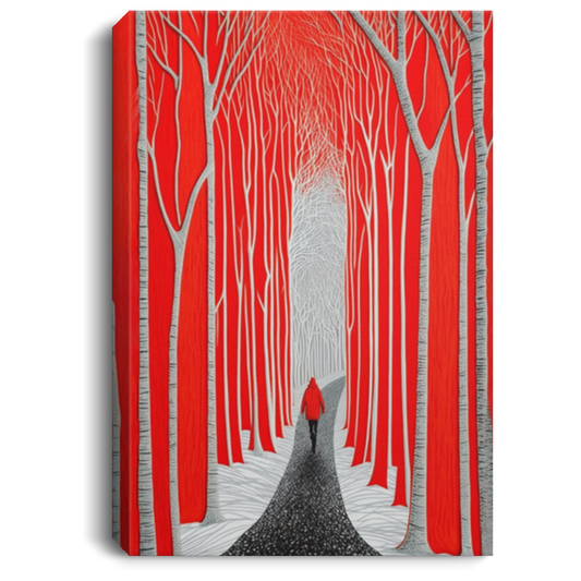 Alone In This Jungle Canvas, Red Forest, Red Forest Painting With Simple Style