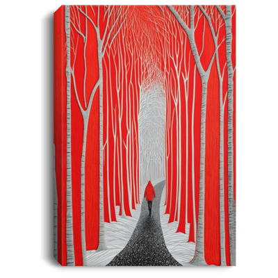 Alone In This Jungle Canvas, Red Forest, Red Forest Painting With Simple Style