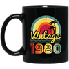 Love 1980 Gift, Retro 1980 Gift, Vintage 1980 Gift, 1980 Birthday Gift, Hawaii Lover Gift Black Mug