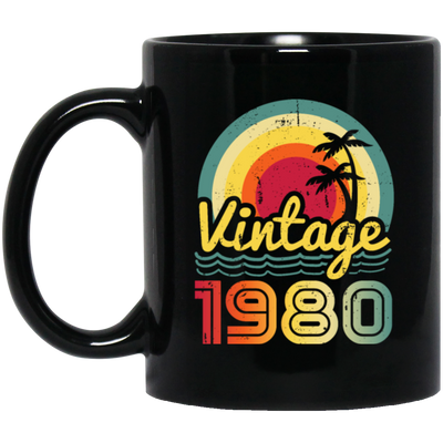 Love 1980 Gift, Retro 1980 Gift, Vintage 1980 Gift, 1980 Birthday Gift, Hawaii Lover Gift Black Mug