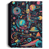 Abstract Space Cosmos Galaxy, Neon Colors, Geometric Shapes Canvas