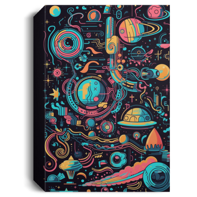 Abstract Space Cosmos Galaxy, Neon Colors, Geometric Shapes Canvas