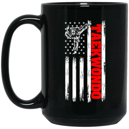 American Taekwondo, American Flag, Love Taekwondo In American, Best Sport In US Black Mug