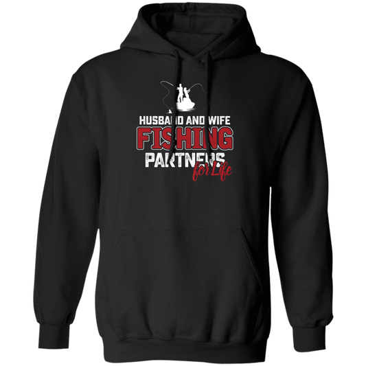 Fishing Couple, Husband And Wife Fishing, Partners For Life, Partner Fishing Pullover Hoodie