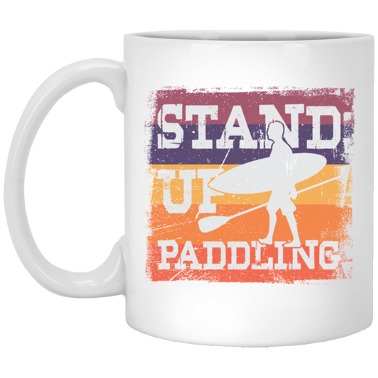 Birthday Gift Stand Up Paddling Surfboard Retro White Mug