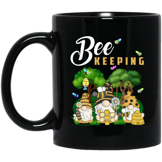 Bee Keeper Gnome, Bee Gnome, Bumble Bees, Bee Keeper Lover Gift, Best Bee Black Mug