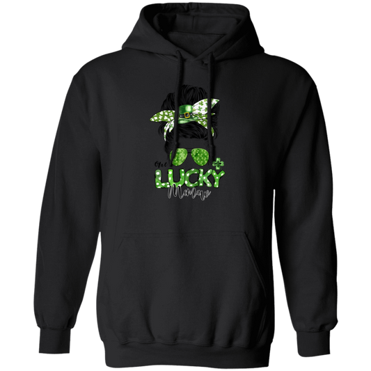 Messy Bun Hair Lover, One Lucky Memaw Matching Family St Patrick Pullover Hoodie