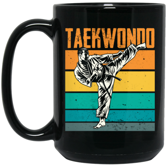 Love Taekwondo, Retro Taekwondo Gift, Love Martial Art, Korean Martial Art Vintage Black Mug