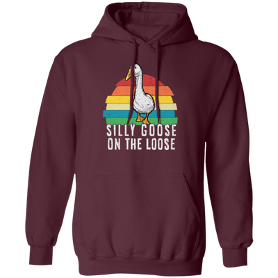 Goose Love Gift, Silly Goose On The Loose, Love Goose Gift, Retro Style Pullover Hoodie