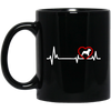 French Dog, Bull Dog Heartbeat, Dog In My Heart, Retro Heartbeat Black Mug