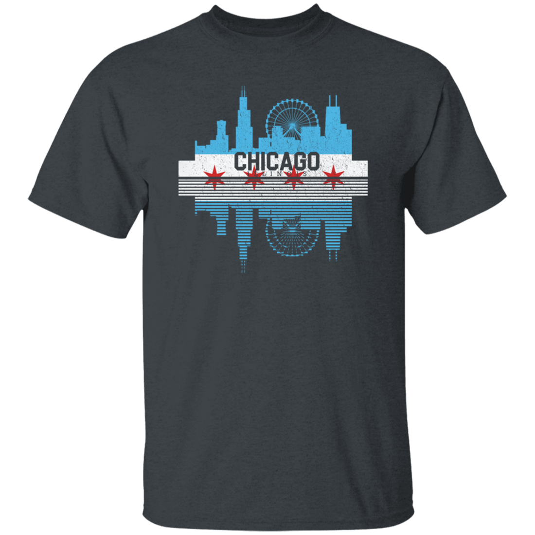 Chicago Skyline Shirt Silhouette IL City Flag Gift
