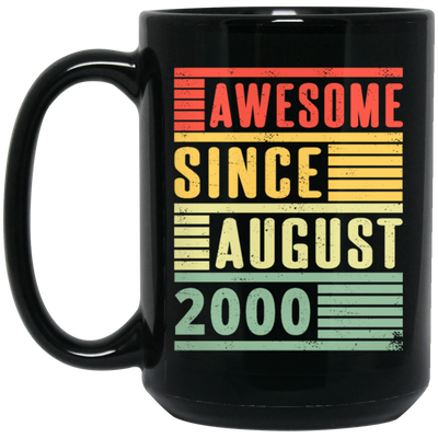 Birthday Gift Idea Awesome Since August 2000 Retro Born In 2000 Gift For Men Women Black Mug