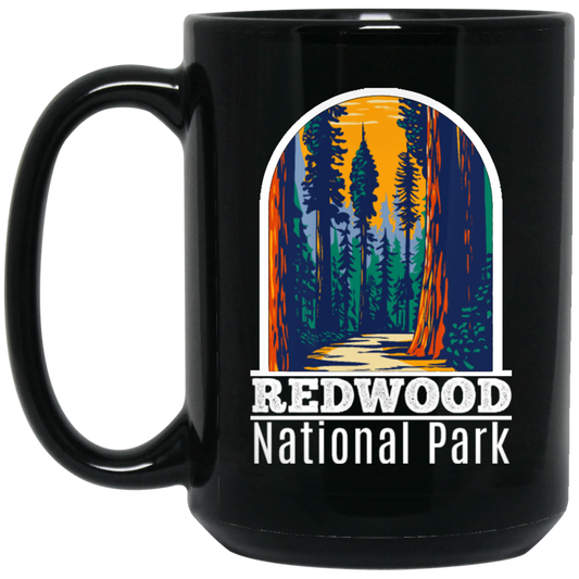 National Park Gift, Redwood Park Gift, Retro Redwood, Love National Parks Black Mug