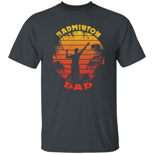 Badminton Palm Trees Gift For Dad Vintage Play Badminton Sporty Unisex T-Shirt