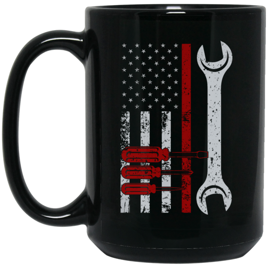 American Tool Gift, Patriotic Mechanic Gifts, Love Patriotics, American Lover Black Mug