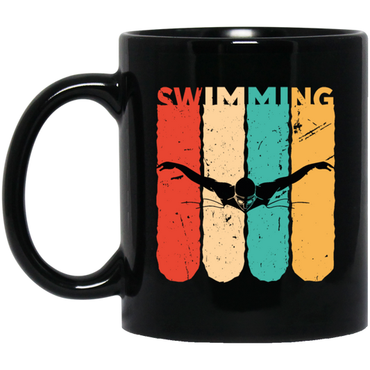 Awesome Retro Style For Swimmer Four Color Vintage Swim The Best Sport Black Mug