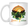 Green Bison With A River, Sunset And Treeline, Love Cow, Cow In Sunset White Mug