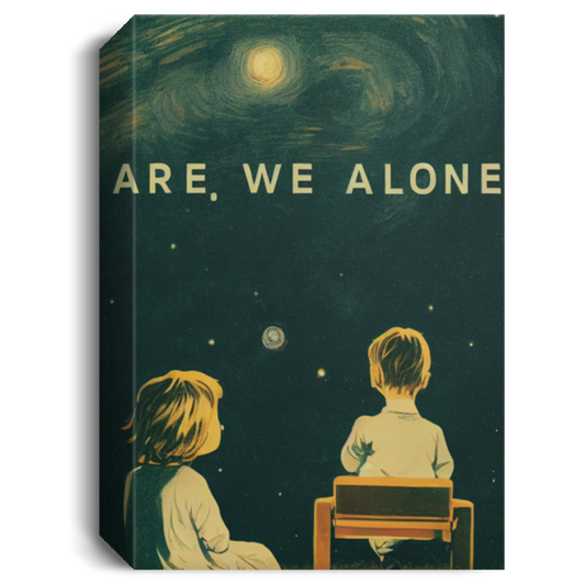 Are We Alone Lonely Young Boy And Girl Sitting Together Next To A Dobsonian Telescope On Starry Night