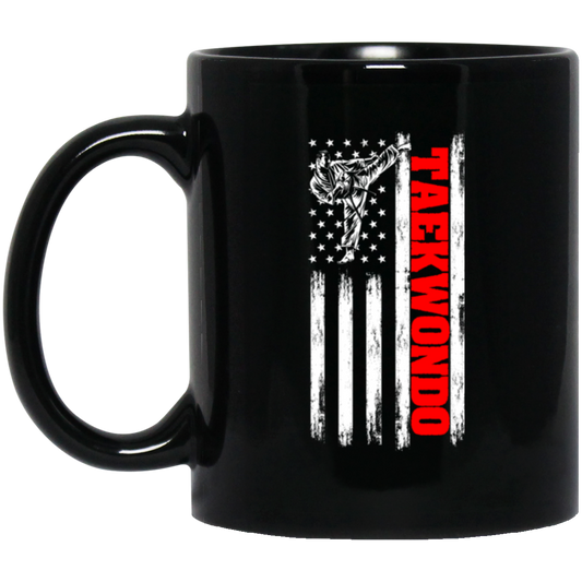 American Taekwondo, American Flag, Love Taekwondo In American, Best Sport In US Black Mug