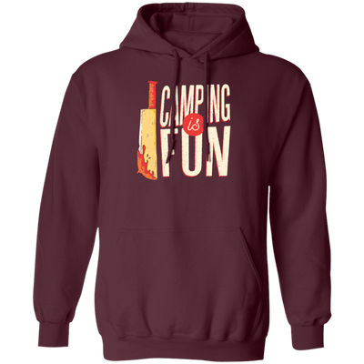 A Bloody Knife Saying Camping Is Fun Funny And Sacrastic Camper Outdoor Pullover Hoodie