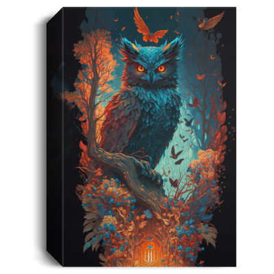 Blue Owl In The Jugle, Cyborg Night Owl In The Jungle Canvas