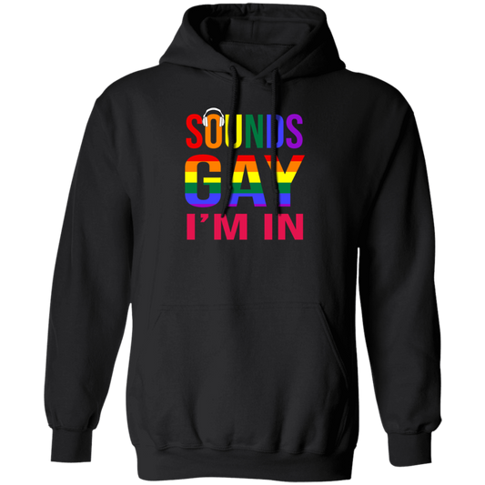 This Sounds Gay I'm In Funny Gay LGBT Pride Rainbow Pullover Hoodie is a unique and eye-catching garment made of quality materials. It features a delightful rainbow design and the iconic phrase "Sounds Gay, I'm In". Stand out from the crowd with this stylish and comfortable hoodie, perfect for any LGBT Pride occasion.