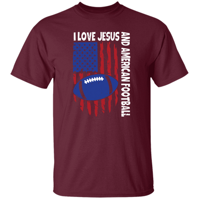 American Flag Gift, I Love Jesus And American Football, Rugby Lover Unisex T-Shirt