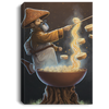 Ramen Wizard Casting Mushroom Magic, A Man Witch With A Pot Of Noodles