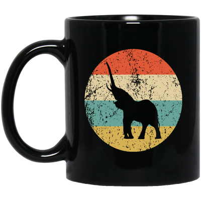 Animal Print Elephant Retro Style Animal Lover Funny Elephant Gift Birthday Black Mug