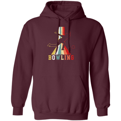 Colorful Bowling, Sporty Retro, Boy Gift, Bowling Lover Gift Pullover Hoodie