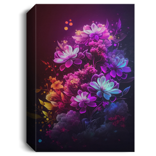 Beautiful Flower Clusters With Flowers Shine Brightly, Neon Lights Canvas