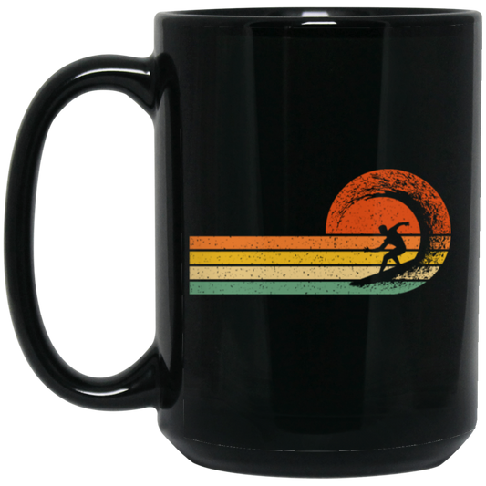 Retro Surfing Surf Beach Surfer Gift Vintage Wave Black Mug