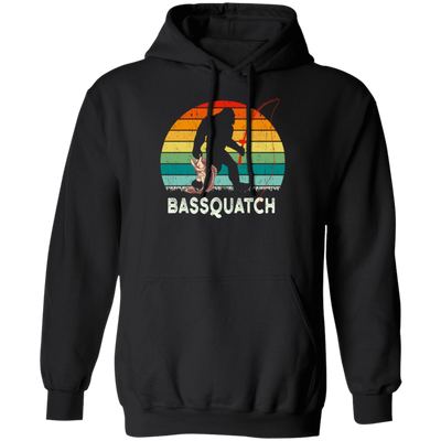 Retro Bass Quatch Angler Fish Vintage Gift For Friend Pullover Hoodie