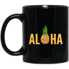 Aloha Pineapple Tropical Fruit Summer Vacation Hawaii Pineapple Lover Black Mug