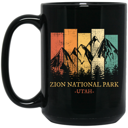 Retro Zion Park, National Park Lover, Best Zion Ever, Zion Mountain Gift Black Mug