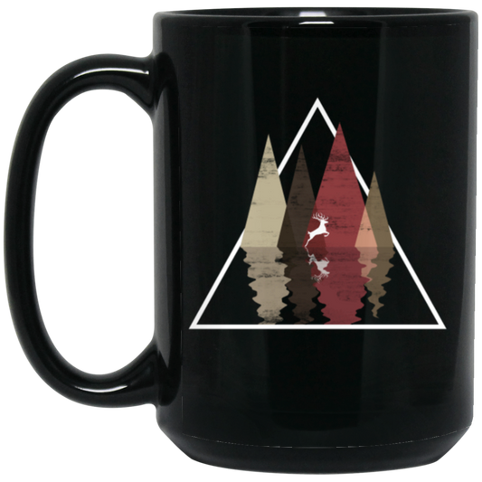 Forest Trees Triangle Deer In The Forest Stag Black Mug