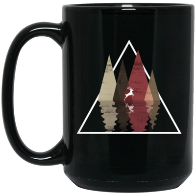 Forest Trees Triangle Deer In The Forest Stag Black Mug