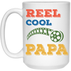 Reel Cool Papa, Dad Gift, Vintage Movie Lover Gift White Mug