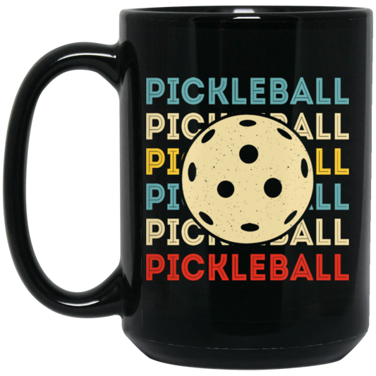 Retro Pickleball, Love Pickleball, Ball Sport Love Gift, Eat Sleep Pickleball Repeat Black Mug