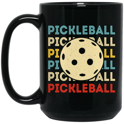 Retro Pickleball, Love Pickleball, Ball Sport Love Gift, Eat Sleep Pickleball Repeat Black Mug