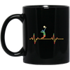 Retro Cool Heartbeat Volleyball Player Gift Black Mug