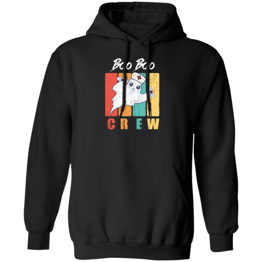 Retro Cute Boo, Boo Boo Crew Nurse Ghost Kawaii Halloween Costume Pullover Hoodie