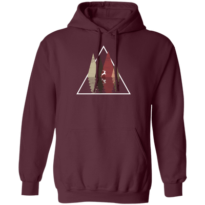 Forest Trees Triangle Deer In The Forest Stag Pullover Hoodie