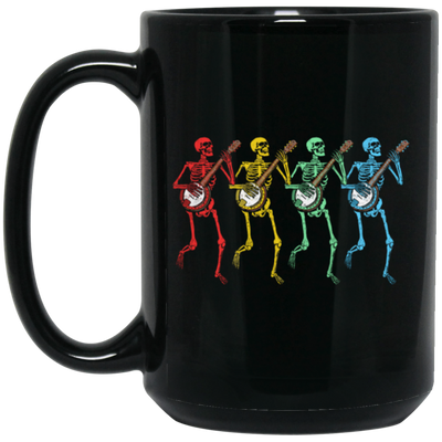 Color Splash, Retro Rainbow Color Dancing Skeletons Banjos