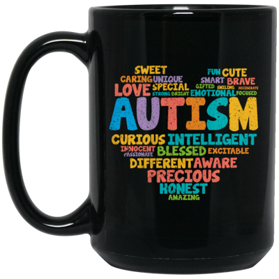 Autism Love Gift, Healing Gift, Heal Autism, Autism Awareness, Retro Gift, Autism Vintage Black Mug