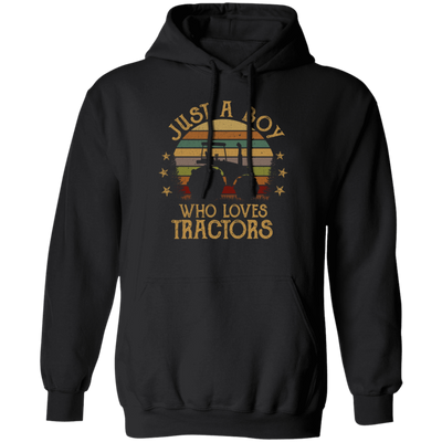 Retro Just a Boy Who Loves Tractors Farm Birthday Kids Pullover Hoodie