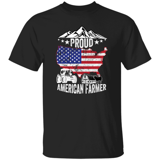 American Flag, Proud American Farmer, Tractor Love Gift, American Farmer Unisex T-Shirt