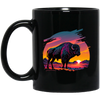 A Bison In Front Of The Sunset, Neon Style, Smooth Lines, Best Of Cow Black Mug