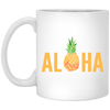 Aloha Pineapple Tropical Fruit Summer Vacation Hawaii Pineapple Lover White Mug